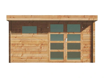 Abri de jardin Vente-Unique Abri de jardin en bois traité par autoclave avec toit plat - 13 m² - épaisseur 28 mm - CORALIO