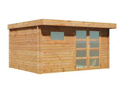 Abri de jardin Vente-Unique Abri de jardin en bois traité par autoclave avec toit plat - 13 m² - épaisseur 28 mm - CORALIO