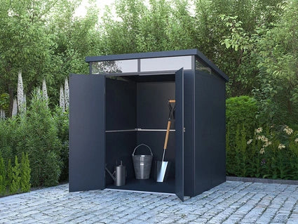 Abri de jardin Vente-Unique Abri de jardin en résine gris anthracite 3,65 m² avec plancher - MINARO