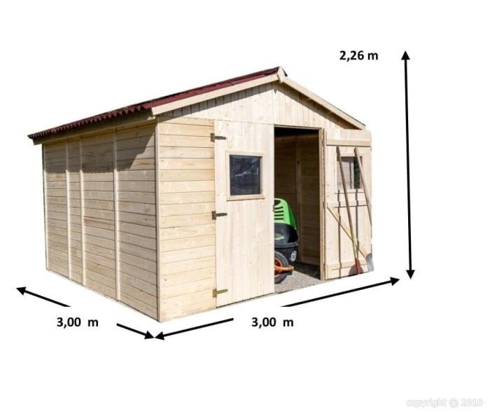 Abri de jardin bois 3x3m "Eden"