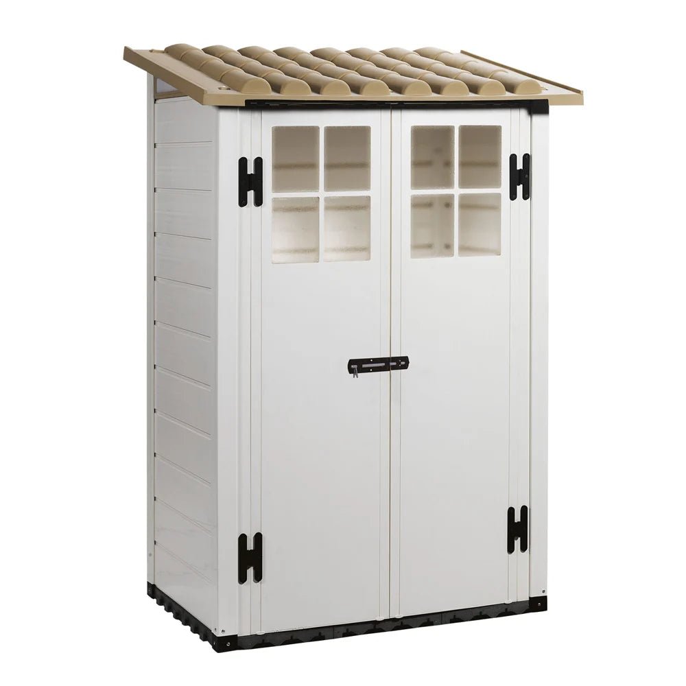 Abri de jardin résine Garofalo Tuscany Evo 100 - 1 m² - Fenêtres et double porte - 122,5x82,5x201 cm - ABRIS DISTRI