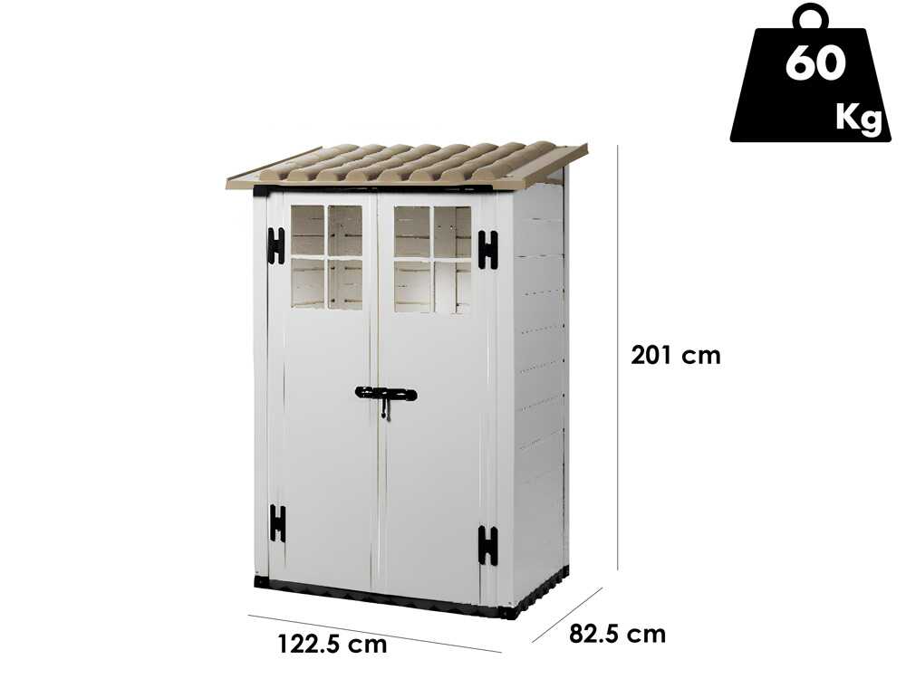 Garofalo Tuscany Evo 100 - Abri de jardin - Avec fenêtres et porte à double battant - 122,5 x 82,5 x 201 cm