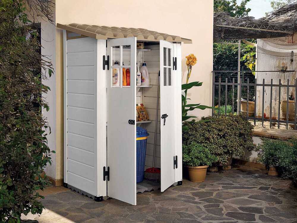 Garofalo Tuscany Evo 100 - Abri de jardin - Avec fenêtres et porte à double battant - 122,5 x 82,5 x 201 cm