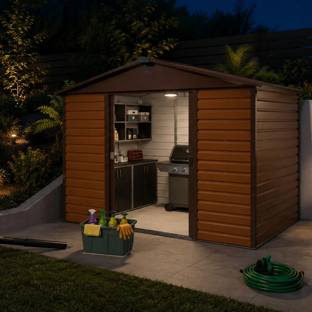 Rockford Lagos 200 abri de jardin en métal avec auvent & kit de parois gris
