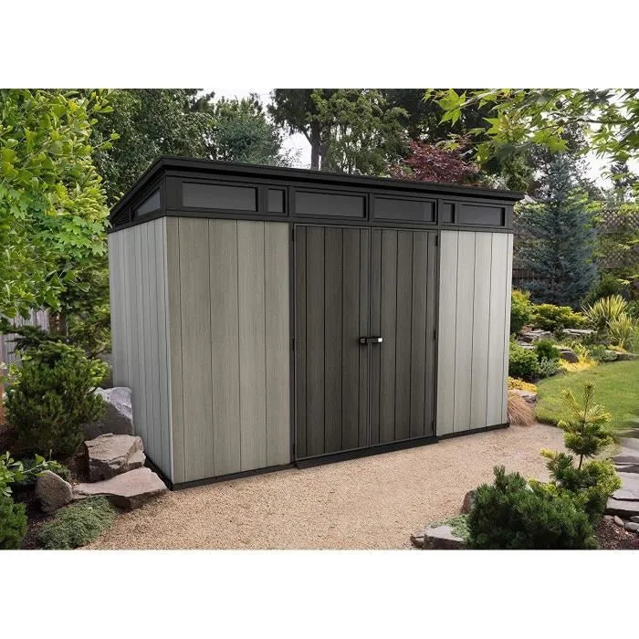 Keter Abri de jardin Artisan 117 design contemporain, rangement durable en résine résistant, Gris - 7 - 340x218x226 cm