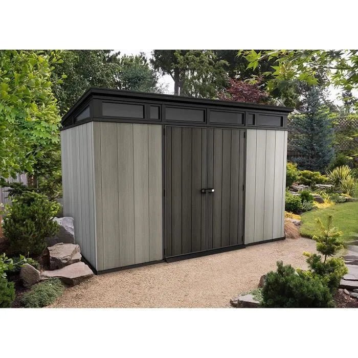 Abri de jardin résine Keter Artisan 117 - 7,4 m² - Design contemporain - 340x218x226 cm - Gris - ABRIS DISTRI