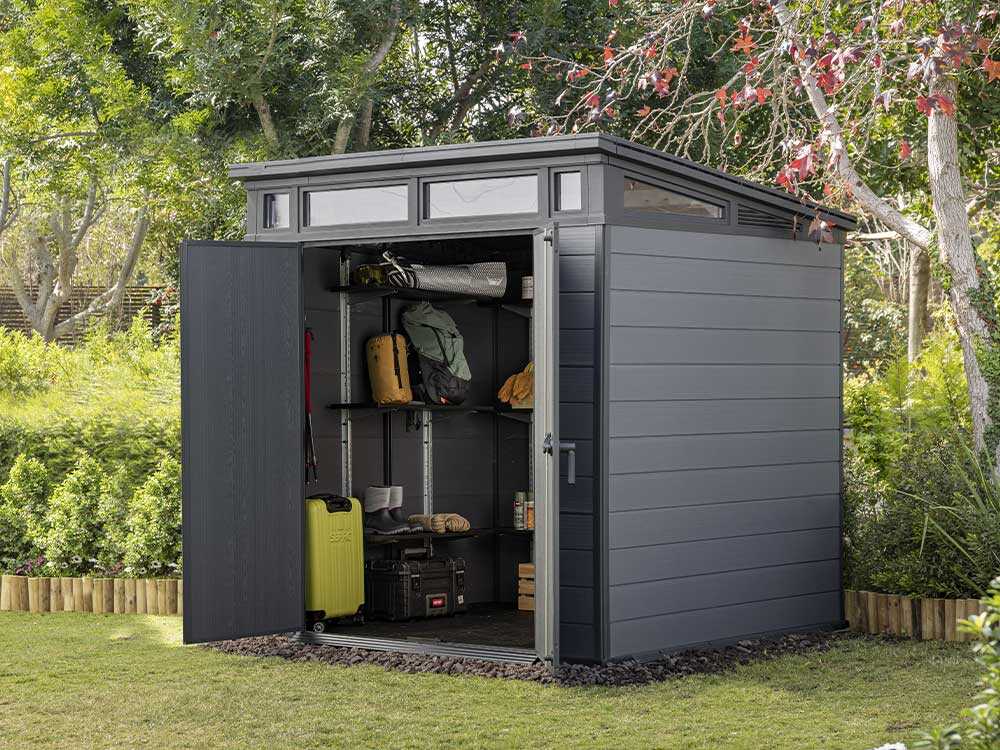 Abri de jardin résine Keter Cortina 7x7 - 214x218x226 cm - Double porte battante - Abris Distri