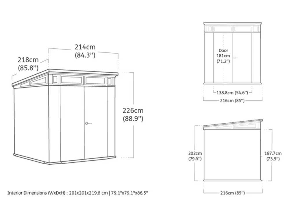 Keter Cortina 7x7 - Abri de jardin - Avec porte à double battant - 214 × 218 × 226 cm - ABRIS DISTRI