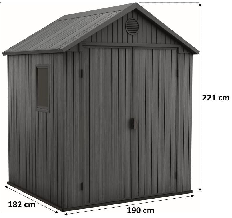 Abri de jardin résine Keter Darwin 6x6 - 3,5 m² - 190x182x221 cm - Gris- ABRIS DISTRI
