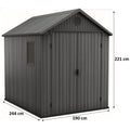KETER DARWIN 6 x 8 Abri de jardin résine, 190 x 244 x 221 cm, gris 17210355 - ABRIS DISTRI