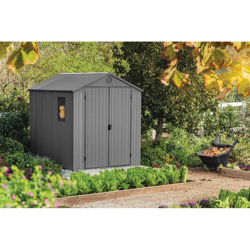 KETER DARWIN 6 x 8 Abri de jardin résine, 190 x 244 x 221 cm, gris 17210355 - ABRIS DISTRI