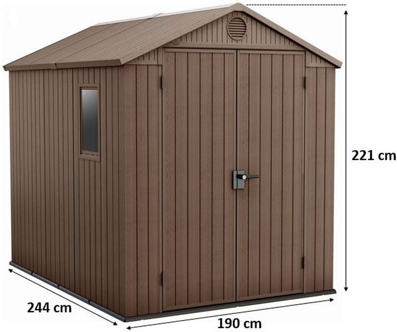 KETER DARWIN 6 x 8 Abri de jardin, 190 x 244 x 221 cm, marron 17210355 - ABRIS DISTRI