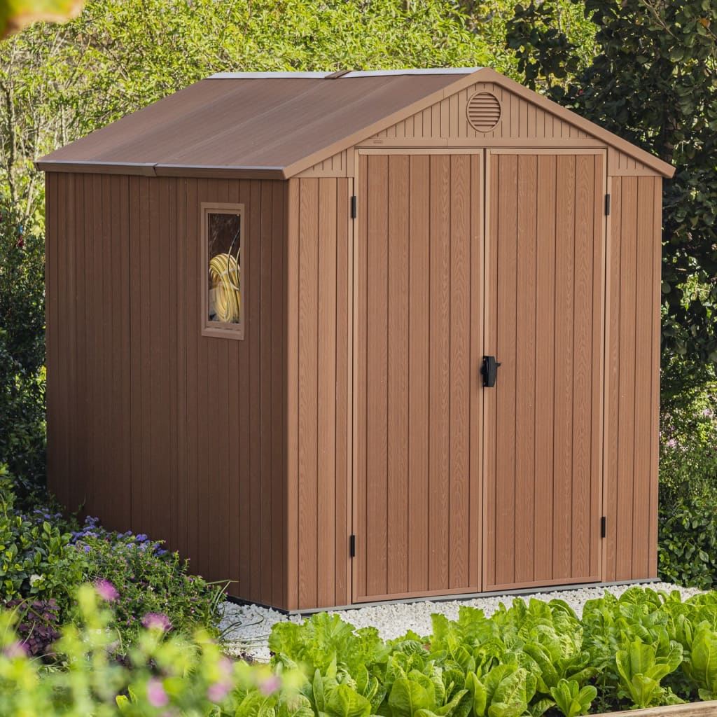 Abri de jardin résine Keter Darwin 6x8 - 4,6 m² - Aspect bois marron - ABRIS DISTRI
