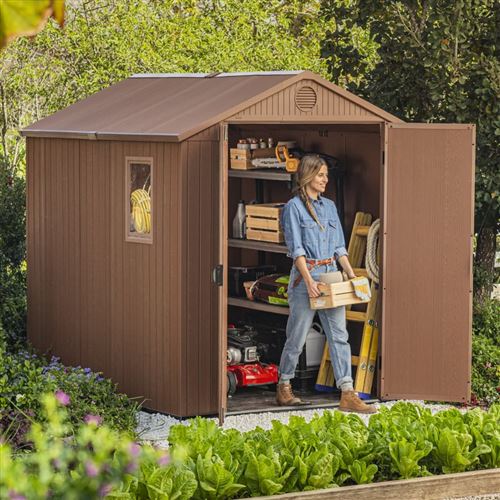 Abri de jardin résine Keter Darwin 6x8 - 4,6 m² - Aspect bois marron - ABRIS DISTRI