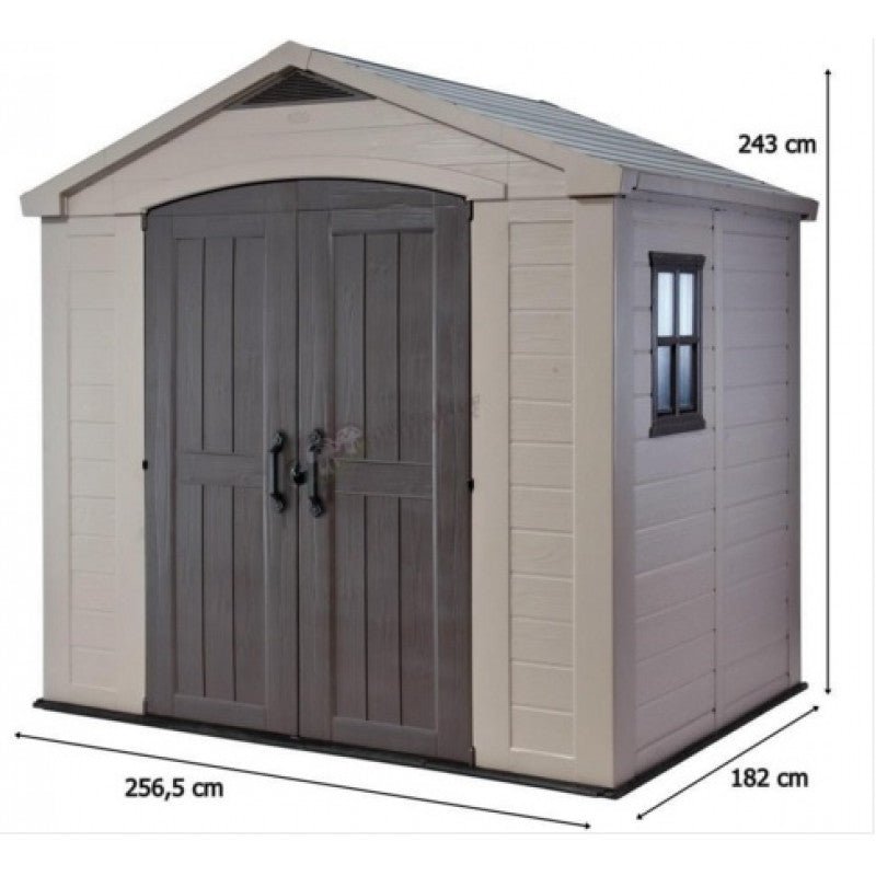 KETER FACTOR 8 x 6 Abri de jardin résine, 256,5 x 182 x 243 cm 17197897 - ABRIS DISTRI