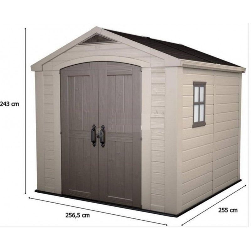 KETER FACTOR 8 x 8 Abri de jardin résine, 256,5 x 255 x 243 cm 17197916 - ABRIS DISTRI