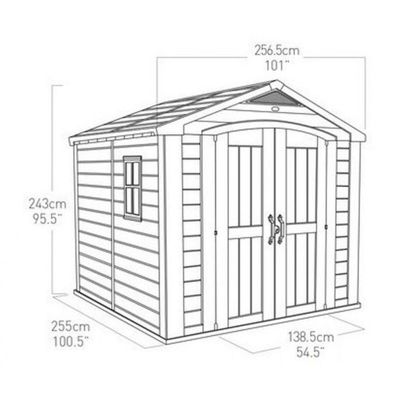 KETER FACTOR 8 x 8 Abri de jardin, 256,5 x 255 x 243 cm 17197916