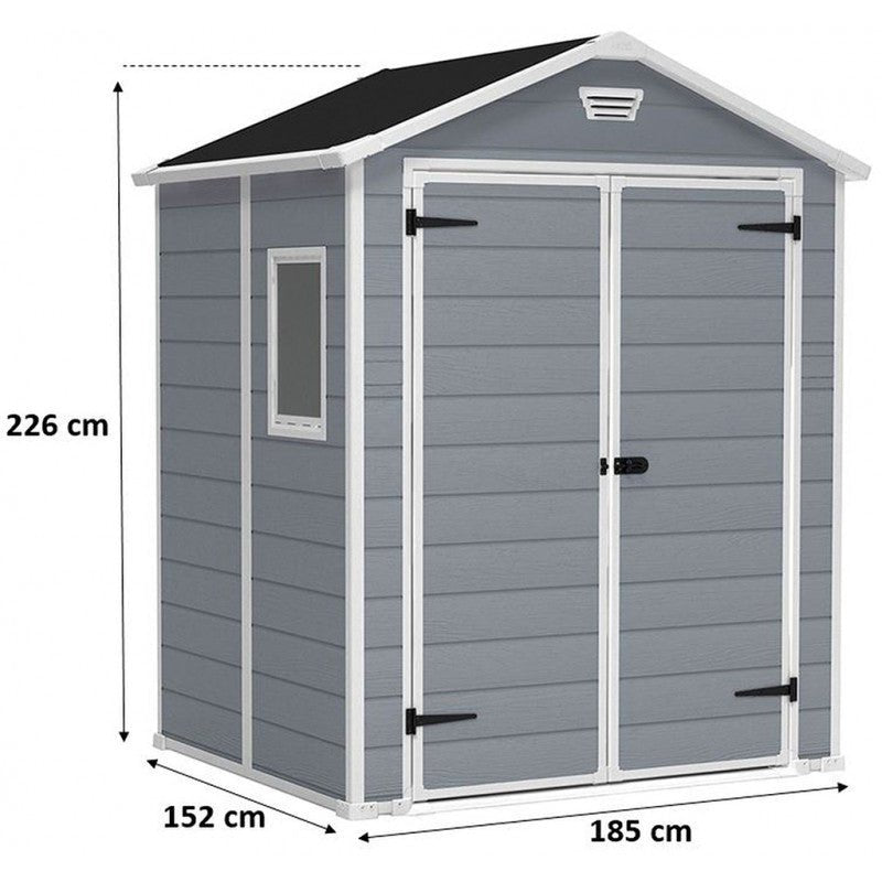 Abri de jardin résine Keter Manor 6x5 - 2,8 m² - Double porte - 185x152x226 cm - ABRIS DISTRI