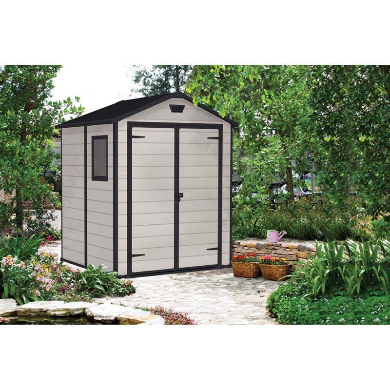 KETER MANOR 6 x 5 DD Abri de jardin, 185 x 152 x 226 cm, beige 17197128 - ABRIS DISTRI
