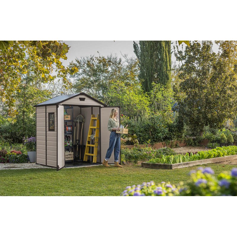 KETER MANOR 6 x 5 DD Abri de jardin, 185 x 152 x 226 cm, beige 17197128 - ABRIS DISTRI
