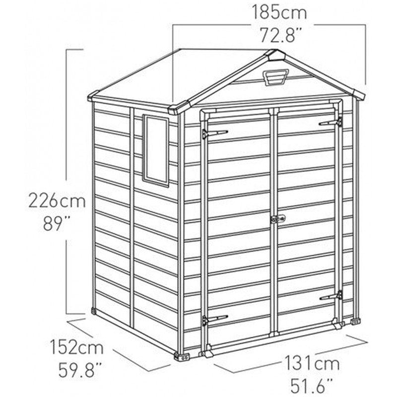 KETER MANOR 6 x 5 DD Abri de jardin, 185 x 152 x 226 cm, beige 17197128 - ABRIS DISTRI