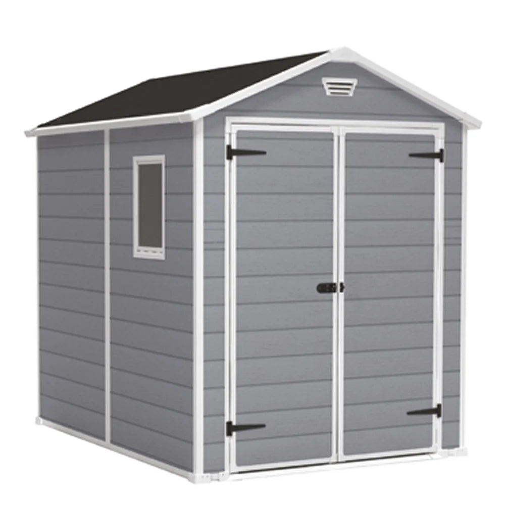 Abri de jardin résine Keter Manor 6x8 - 4,4 m² - Fenêtre latérale - 186x237x227 cm - Gris- ABRIS DISTRI