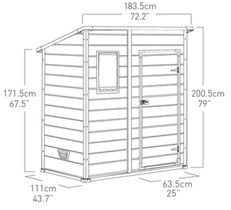 KETER MANOR PENT 6 x 4 Abri de jardin 183,5 x 111 x 200,5 cm 17199514