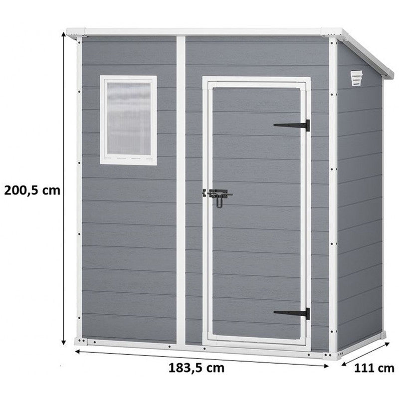 KETER MANOR PENT 6 x 4 Abri de jardin résine 183,5 x 111 x 200,5 cm 17199514 - ABRIS DISTRI