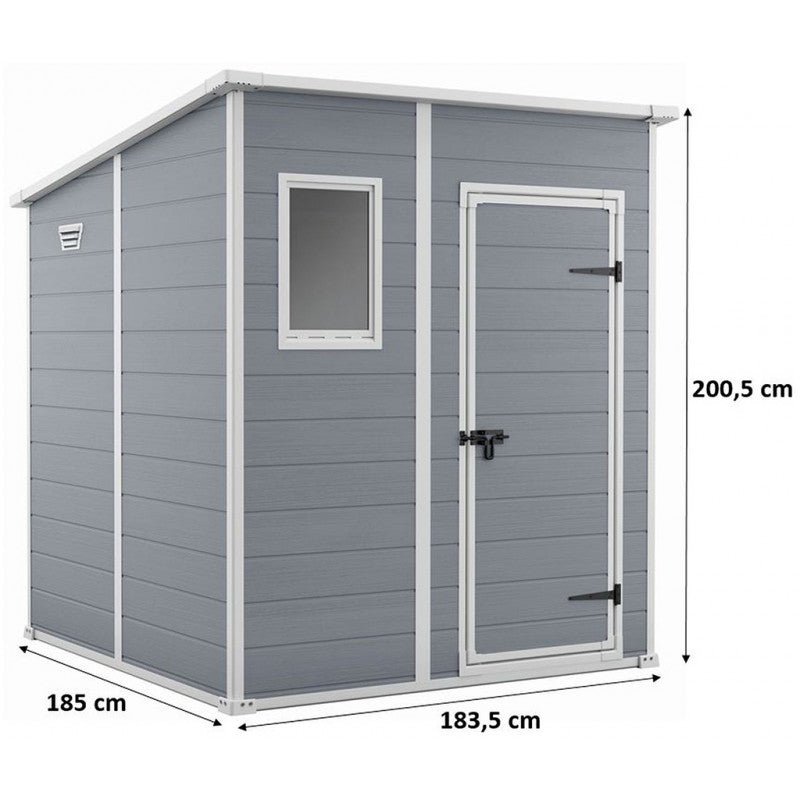 Abri de jardin résine Keter Manor Pent 6x6 - 3,4 m² - Toit monopente - 183,5x185x200,5 cm - ABRIS DISTRI