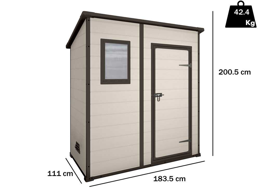 Keter Manor Pent beige - Abri de jardin - Avec fenêtre frontale - 183.5x111x200.5 cm