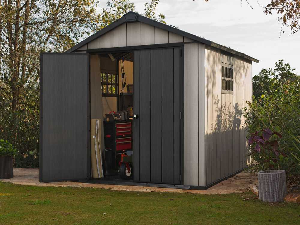 Keter Oakland 759 - Abri de jardin - Avec porte double battant et fenêtre - 229x287x242 cm - ABRIS DISTRI