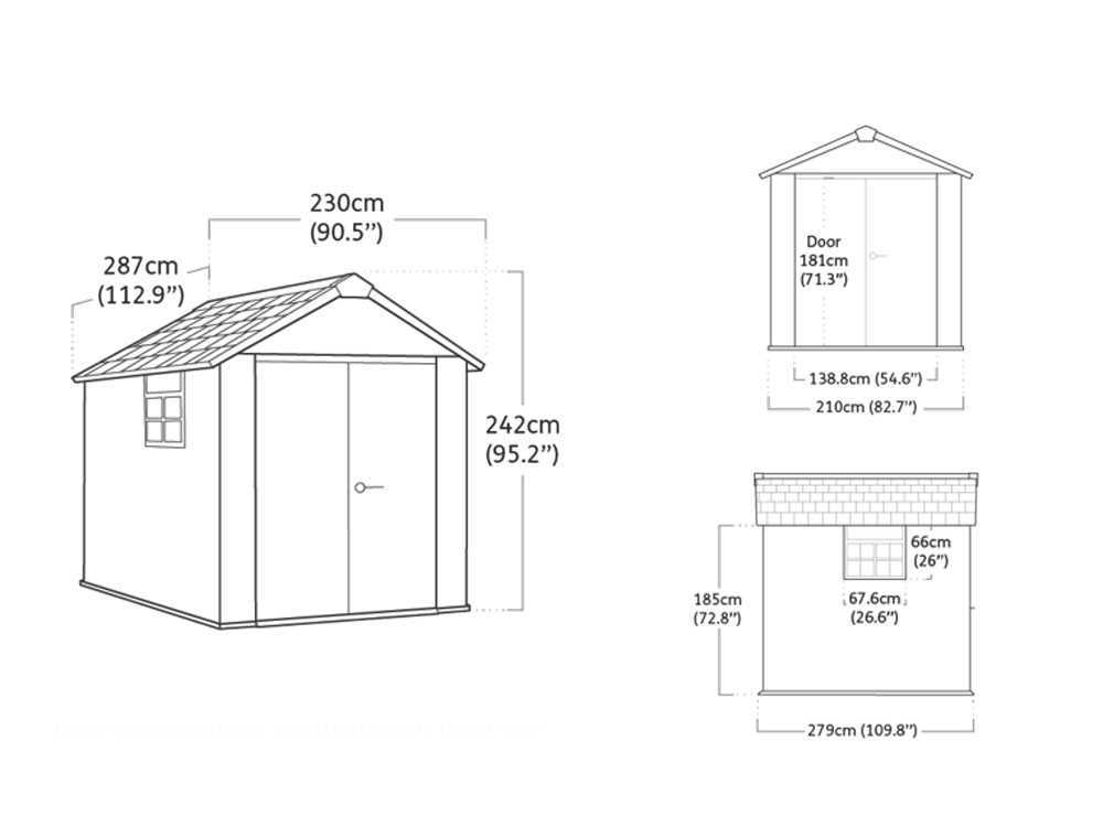 Keter Oakland 759 - Abri de jardin - Avec porte double battant et fenêtre - 229x287x242 cm - ABRIS DISTRI
