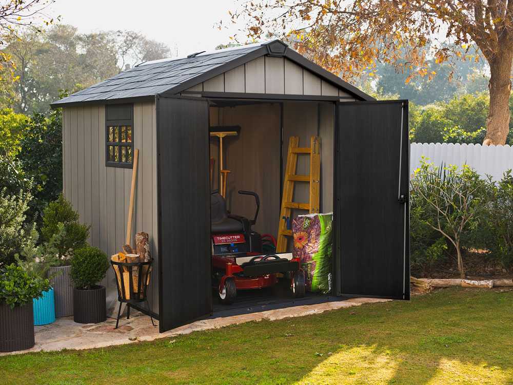 Keter Oakland 759 - Abri de jardin - Avec porte double battant et fenêtre - 229x287x242 cm - ABRIS DISTRI