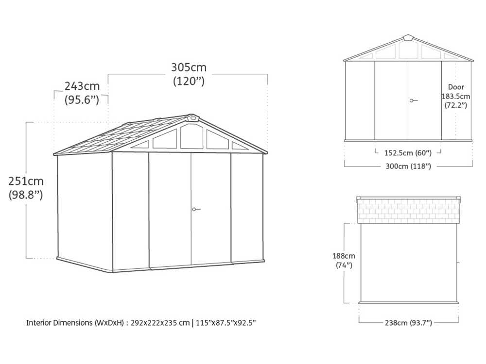 Keter Stronghold 10x8 - Abri de jardin - Avec porte à double battant - 305 × 243 × 251 cm