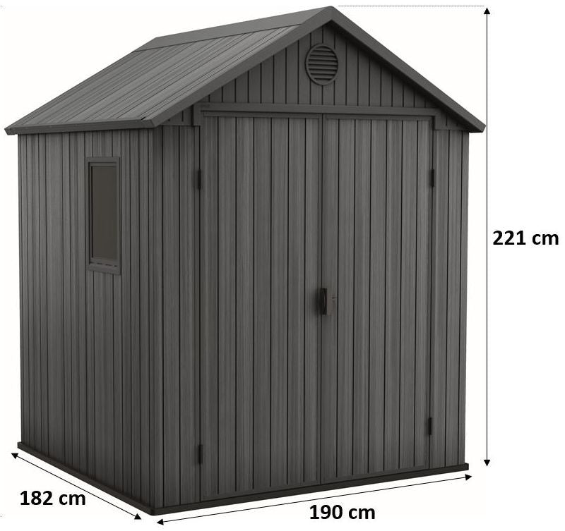 KETER DARWIN 6 x 6 Abri de jardin, 190 x 182 x 221 cm, gris 17210353