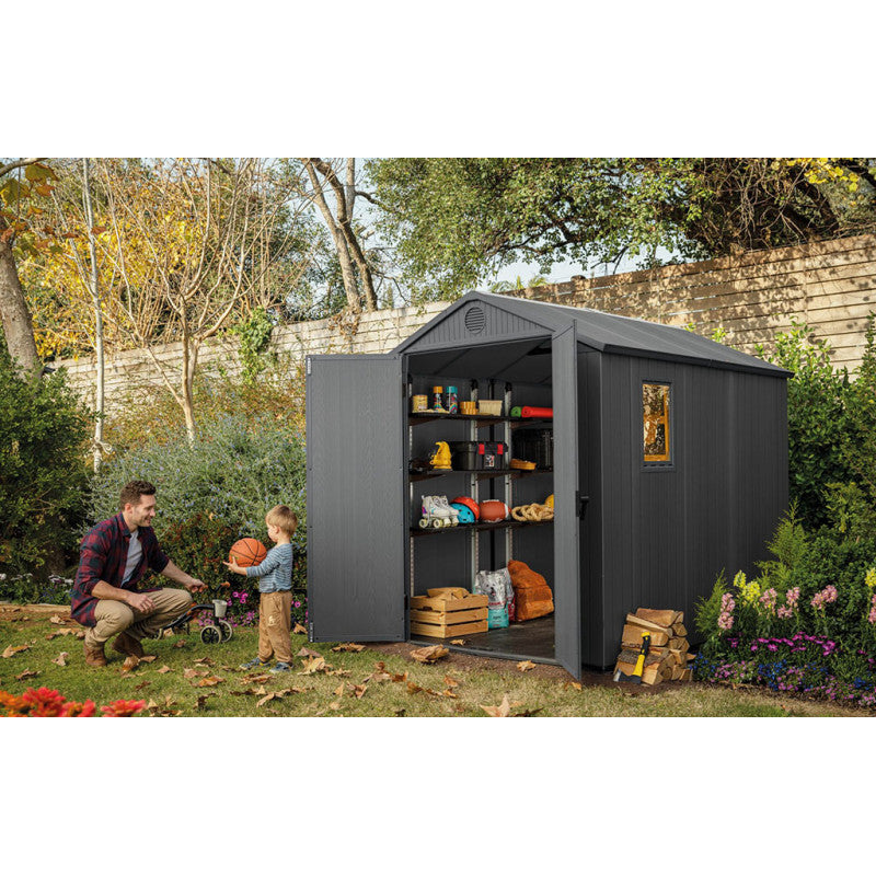 KETER DARWIN 6 x 8 Abri de jardin, 190 x 244 x 221 cm, gris 17210355