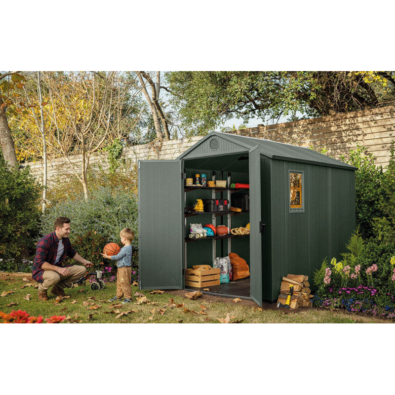 KETER DARWIN 6 x 8 Abri de jardin, 190 x 244 x 221 cm, vert 17210355