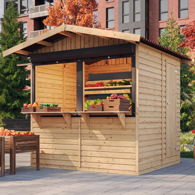Maison de jardin en bois, Étal de marché en bois H232x253x263 cm/4 m2 - TIMBELA M149Z