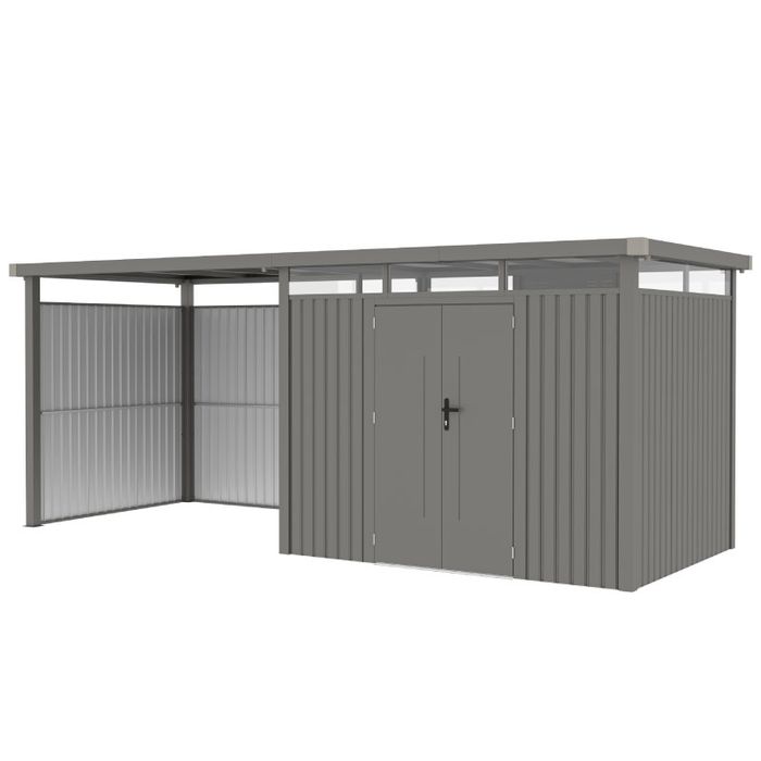 Rockford Lagos 200 abri de jardin en métal avec auvent & kit de parois gris