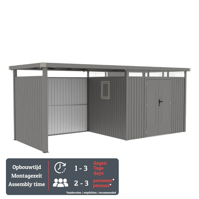 Rockford Lagos 200 abri de jardin en métal avec auvent & kit de parois gris