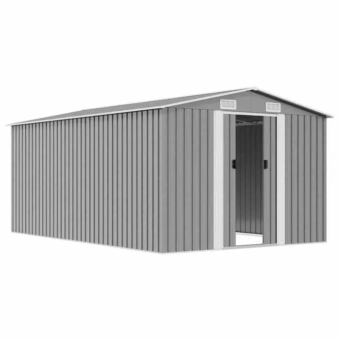 Abri de jardin métal 10m² vidaXL gris - 257x392x181 cm - ABRIS DISTRI